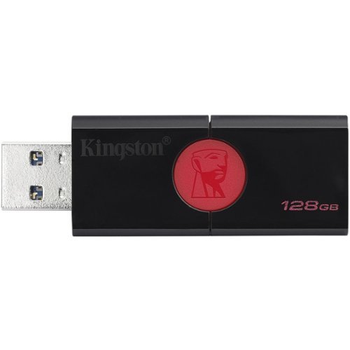 Kingston - DataTraveler 128GB USB 3.1 Gen 1 Flash Drive - Black On Red-Front_Standard 