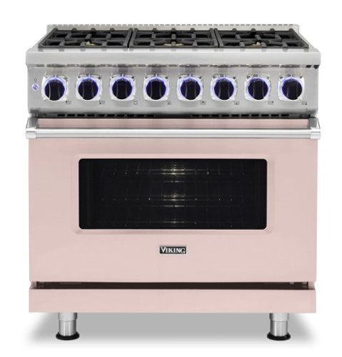 Viking - 36"W./24"D. Dual Fuel Sealed Burner Range-6 Burners - Blush-Front_Standard 