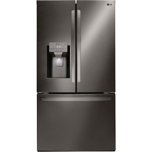 LG - 22.1 Cu. Ft. French Door Counter-Depth Refrigerator - Black stainless steel