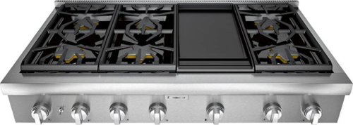 Thermador - Professional 48" Built-In Gas Cooktop with 6 Pedestal Star Burners and Griddle - Silver