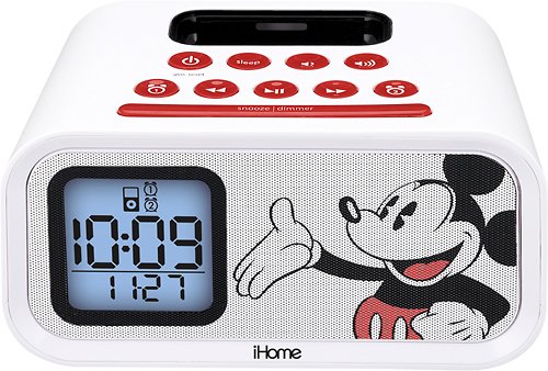  iHome - Dual-Alarm Clock Speaker System for Apple® iPod® and Most MP3 Players - White/Red