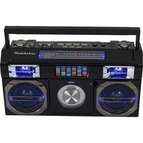 Studebaker - Bluetooth Boombox with FM Radio, CD Player, 10 watts RMS - Black