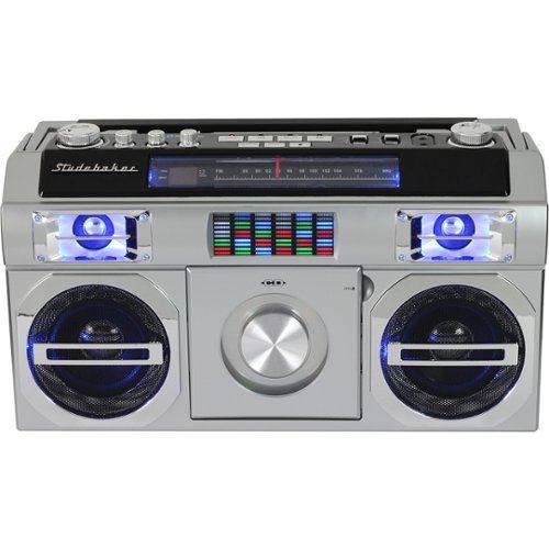 Image of Studebaker - Bluetooth Boombox with FM Radio, CD Player, 10 watts RMS - Silver