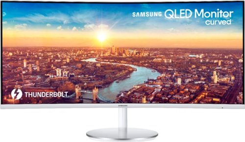 Samsung - 34" LED Curved QHD FreeSync Monitor (DVI, DisplayPort, HDMI, USB) - White/Silver