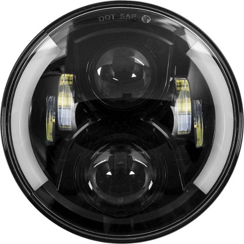 Heise - 7" Round 6-LED with Halo Motorcycle Headlight - Black