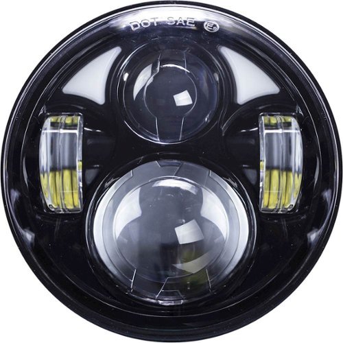 Heise - 5.6" 8-LED Round Motorcycle Headlight with Partial Halo - Black