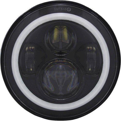 Heise - 7" 6-LED Round Motorcycle Headlight with Halo - Black
