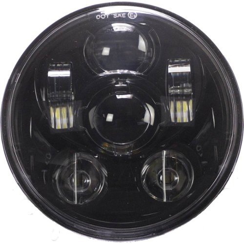 Heise - 5.6" 8-LED Round Motorcycle Headlight - Black