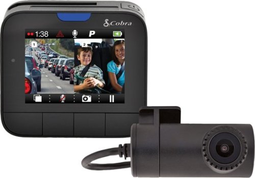 Cobra - Drive HD Front and Rear Camera Dash Cam with iRadar - Black