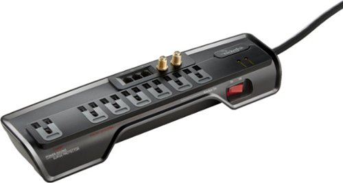 Rocketfish™ - 7-Outlet Surge Protector Strip - Black-Front_Standard 