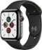 Apple Watch Series 5 (GPS + Cellular) 44mm Stainless Steel Case with Black Sport Band - Space Black Stainless Steel (Verizon) - (2019)-Front_Standard