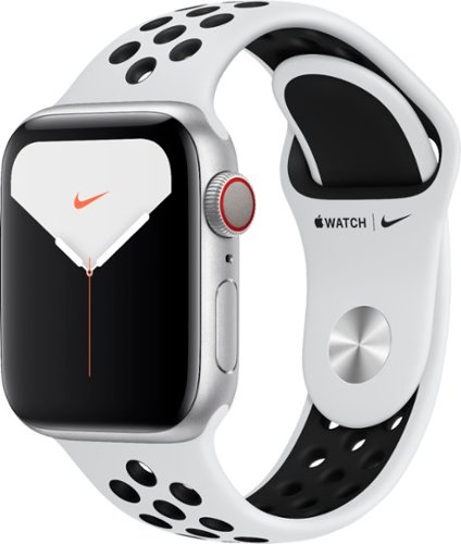 Apple Watch Nike Series 5 (GPS + Cellular) 40mm Silver Aluminum Case with Pure Platinum/Black Nike Sport Band - Silver Aluminum (Verizon) - (2019)-Front_Standard 