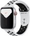 Apple Watch Nike Series 5 (GPS + Cellular) 44mm Silver Aluminum Case with Pure Platinum/Black Nike Sport Band - Silver Aluminum (Verizon)-Front_Standard 