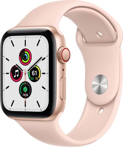 Apple Watch SE (GPS + Cellular) 44mm Gold Aluminum Case with Pink Sand Sport Band - Gold (Verizon)