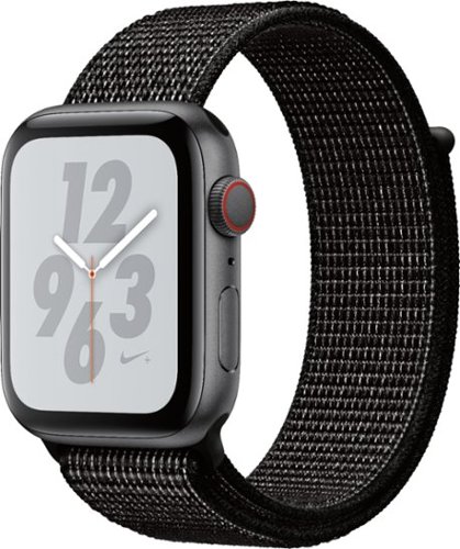 Apple Watch Nike+ Series 4 (GPS + Cellular) 44mm Space Gray Aluminum Case with Black Nike Sport Loop - Space Gray (Verizon) - (2018)-Left_Standard 