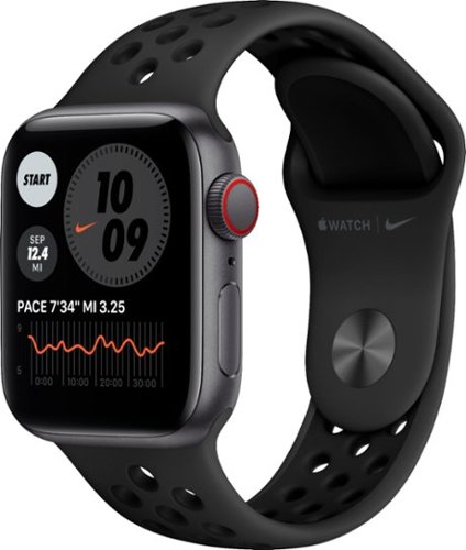 Apple Watch Nike SE (GPS + Cellular) 40mm Space Gray Aluminum Case with Anthracite/Black Nike Sport Band - Space Gray (Verizon) - (2020)-Front_Standard 