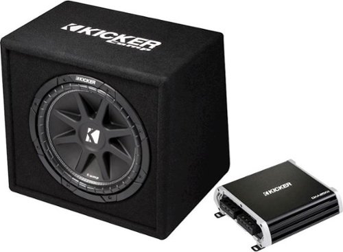 KICKER - DXA250.1 250W Class D Mono Amplifier with Comp 12" Subwoofer and Enclosure - Black-Front_Standard