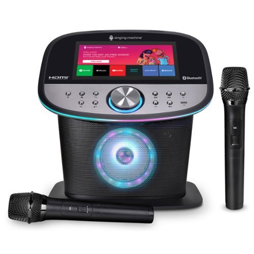 Singing Machine - Platinum Plus Wi-Fi Karaoke System, Music Streaming Apps, Bluetooth, 22 Voice Effects, 2 Wireless Microphones - Black