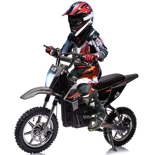 Acekool - 36V Kids Electric Dirt Bike, 500W Motor, Metal Suspension, Pneumatic Tires, LED, Disc Brakes, Ages 8–16 - Black-Front_Standard 