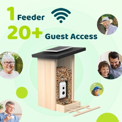 BIRDFY Birdfy Smart Bird Feeder with Camera, Bird Watching Camera with Solar Panel, AI Identify 6000+ Species - Ebony GLOBAL SHIPPING