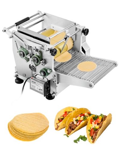 VEVOR - Electric Tortilla Maker, 5.5 Inch Diameter Automatic Corn Tortilla Making Machine with Non-Stick Coating - Silver-Front_Standard 