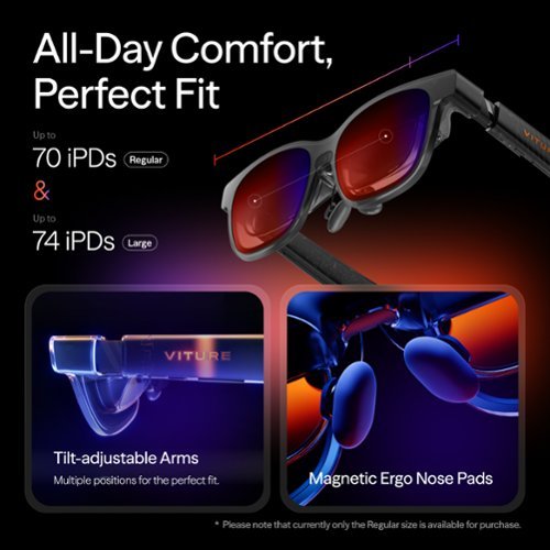 VITURE Luma Pro XR Glasses - 152 inches 1200p Ultra Sharp Display, 1000 Nits, 52 degrees FOV, Myopia Adjustments - Regular - Black WORLDWIDE DELIVERY