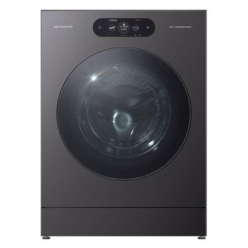 LG - SIGNATURE 5.8 Cu. Ft. High Efficiency Ventless Smart Front Load Washer Electric Dryer Combo with Steam and ezDispense - Brushed Black Steel