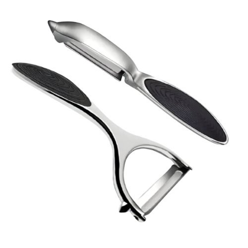  Kitcheniva - Stainless Steel Vegetable &amp; Fruit Peeler Non-Slip Handle 2 Pack - silver