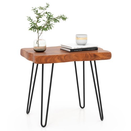 Costway - 1 PC Rectangular End Table Accent Side Reclaimed Indonesia Teak Wood Plant Stand Patio - Walnut