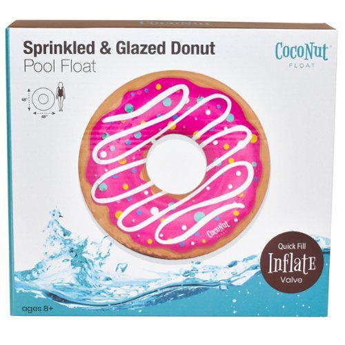 Salus Brands, LLC CocoNut Float: Pink Sprinkled & Glazed Donut - 48 Pool Ring Inflatable, Anti-Leak, Durable, Party Water Accessory HOW TO BUY