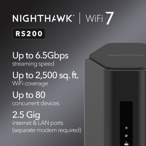 NETGEAR Nighthawk BE6500 Dual-Band Wi-Fi 7 Router - Black WORLDWIDE DELIVERY