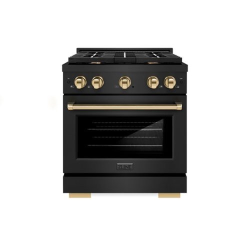 ZLINE - Autograph 30" Paramount Black Stainless Gas Range w/ 4 Burners & Gold Accents (SGRBZ-30-G) - Black Stainless Steel-Front_Standard 