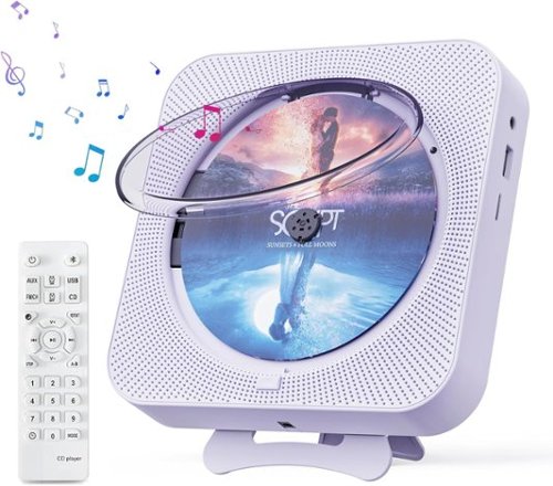 FINEAK - Portable Bluetooth CD Player for Home with Dual Speakers & FM Radio - Purple-Front_Standard 