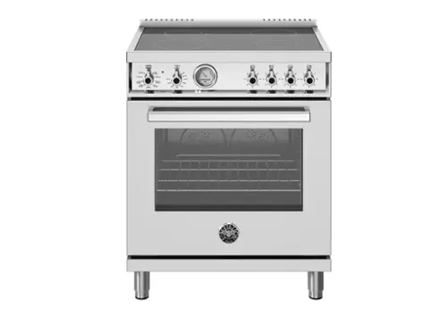 Front. Bertazzoni - 30" Professional Series range - Electric oven - 4 ceran heating zones - Stainless Steel.