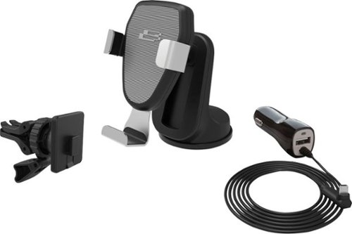 Bracketron - Car Holder/Charger for Mobile Phones - Silver/Black-Front_Standard 