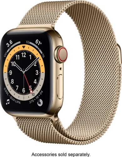 Apple Watch Series 6 (GPS + Cellular) 40mm Gold Stainless Steel Case with Gold Milanese Loop - Gold (AT&T) - (2020)-Front_Standard 