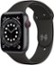 Apple Watch Series 6 (GPS + Cellular) 44mm Space Gray Aluminum Case with Black Sport Band - Space Gray (AT&T) - (2020)-Front_Standard