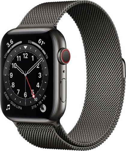 Apple Watch Series 6 (GPS + Cellular) 44mm Graphite Stainless Steel Case with Graphite Milanese Loop - Silver (AT&T) - (2020)-Front_Standard 