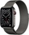 Apple Watch Series 6 (GPS + Cellular) 44mm Graphite Stainless Steel Case with Graphite Milanese Loop - Silver (AT&T) - (2020)-Front_Standard