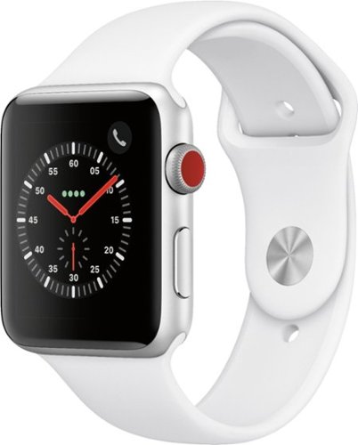 Apple Watch Series 3 (GPS + Cellular) 42mm Silver Aluminum Case with White Sport Band - Silver Aluminum (AT&T) - (2017)-Left_Standard 
