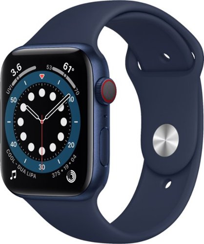 Apple Watch Series 6 (GPS + Cellular) 44mm Blue Aluminum Case with Deep Navy Sport Band - Blue (AT&T) - (2020)-Front_Standard 
