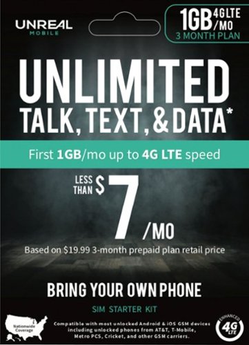 UNREAL Mobile - 1GB/Month 3 Month 4G LTE 3-in-1 SIM Kit-Front_Standard 