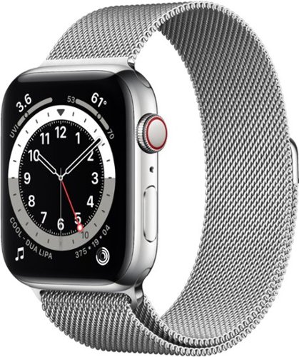 Apple Watch Series 6 (GPS + Cellular) 44mm Silver Stainless Steel Case with Silver Milanese Loop - Silver (AT&T) - (2020)-Front_Standard 