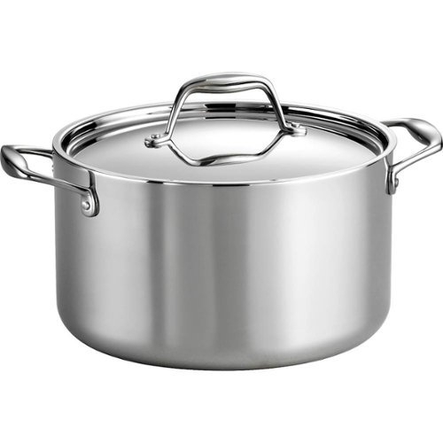 Tramontina - Gourmet Tri-Ply Clad 8-Quart Covered Stock Pot - Mirror Polished