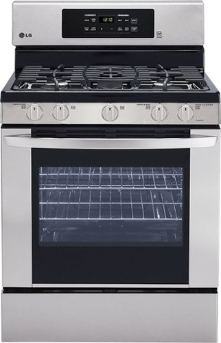  LG - 5.4 Cu. Ft. Freestanding Gas True Convection Range with EasyClean and PrintProof Finish - Stainless Steel