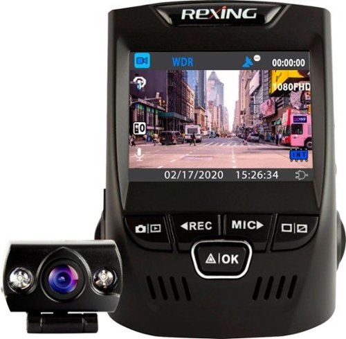  Rexing - V1P Plus Front and Rear Camera Dash Cam - Black