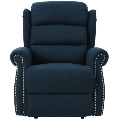 Noble House - Marietta Power Recliner - Navy Blue-Front_Standard 