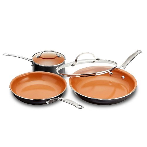  Gotham Steel - 5-Piece Non-Stick Ti-Ceramic Round Cookware Set with Lids - Copper
