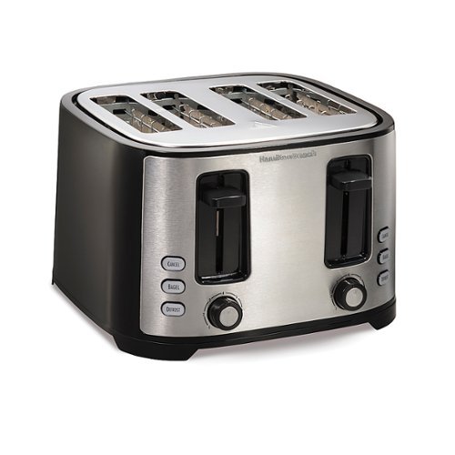 Hamilton Beach 4 Slice Extra Wide Slot Toaster with Defrost and Bagel Functions  Shade Selector  Toast Boost  Auto-Shutoff and Cancel Button  Black (24633)