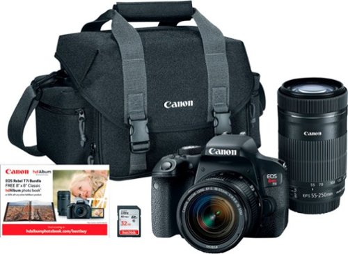  Canon - EOS Rebel T7i DSLR Two Lens Kit with 18-55mm and 55-250mm Lenses - Black